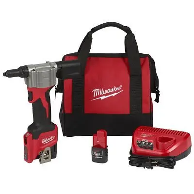 Milwaukee Stylish M12 Cordless Tubular Rivet Tool (2) Battery Kit, 2550-22