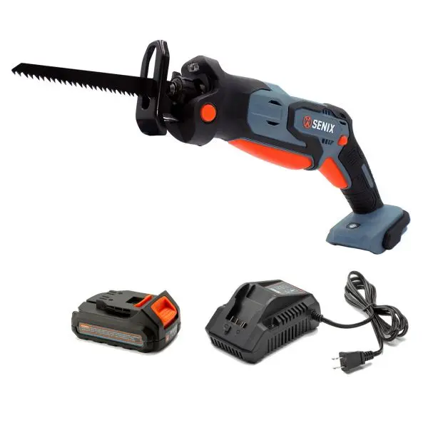 SENIX 20 Volt Max 1/2-Inch Space-saving Reciprocating Hacksaw, 2 Ah Battery, 2A Charger and Soft Bag, PSRX2-M1