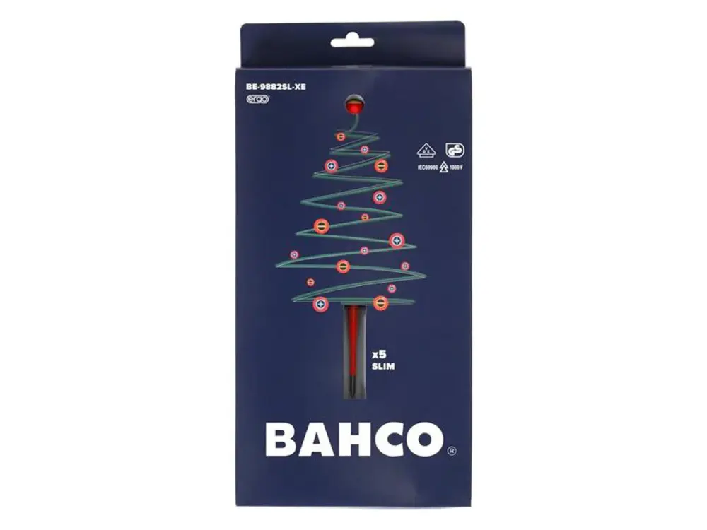 Bahco Xmas Be-9882Sl Ergo Lean Vde Insulated Screwdriver Set, 5 Piece