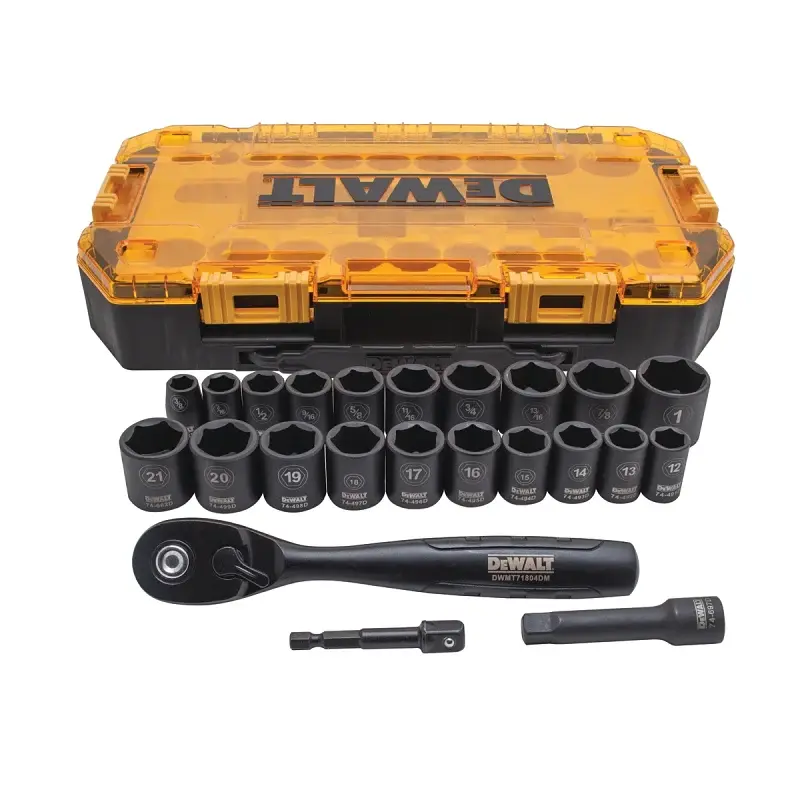 DEWALT DWMT74738 Socket Set, CR-440 Chromed, Black Oxide, Specifications: 3/8 Drive Size