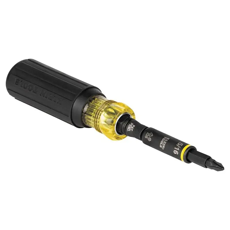 Klein Tools 32500HD Nut Driver, 8 OAL, Cushion Grip Handle, Black/Yellow Handle, 3.63 L Shank, Magnetic