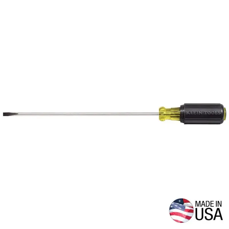 Klein Tools 601-8 Screwdriver, 3/16 Drive, Cabinet Drive, 11-3/4 OAL, 8 L Shank, Rubberized Handle