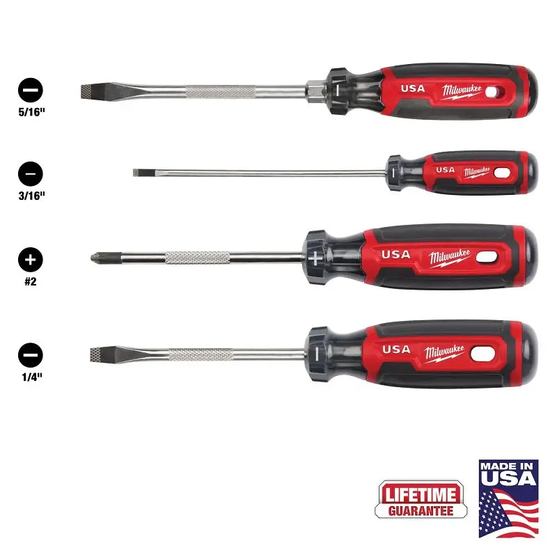 Milwaukee MT200-4 Screwdriver Place, 4-Piece, Boron-Infused Steel, Chrome, Multi-Color