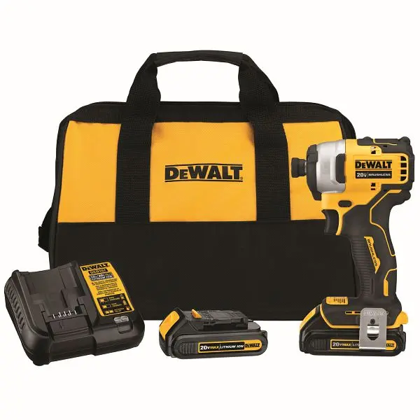 DeWalt Fortified 20V Max Brushless Space-saving 1/4" Impact Driver Kit (2 Batteries), DCF809C2