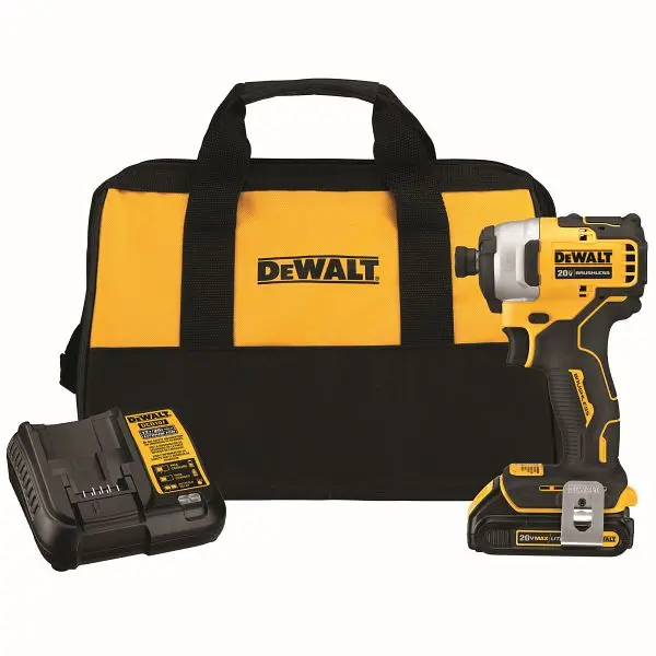 DeWalt Luminous 20V Max Brushless Space-saving 1/4" Impact Driver Kit, DCF809C1