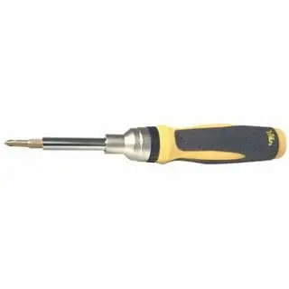 Ideal Tridon 9--1 Ratch--Coupling Nut Thread-Forming Screwdriver, #1, #2, 1/4, 5/16, 7/16" Open, 1/4m 3/16" Tip ...