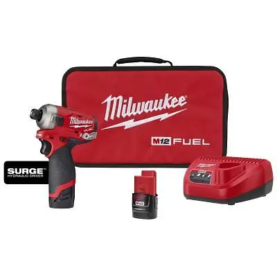 Milwaukee M12 Fuel Surge 1/4" Hex Hydraulic Driver 2 Batt, 2551-22