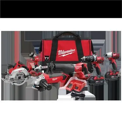 Milwaukee Ribbed M18 Cordless Lithium-Ion 6-Tool Combo Kit, 2696-26
