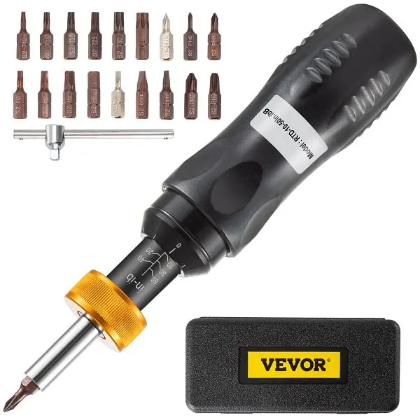 VEVOR Torque Drive Screwdriver, 1/4" Drive Screwdriver Torque Pipe Wrench, 5 -lbs Torque Increment, NJQZBDDWC10-5FU59V0