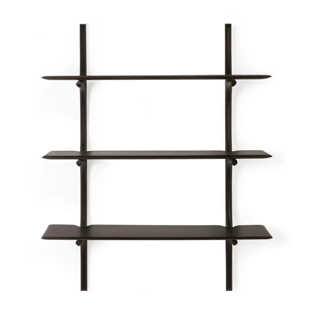 Pi Wall Shelf 3 Shelves - Dark Cocoa Varnished Mahogany