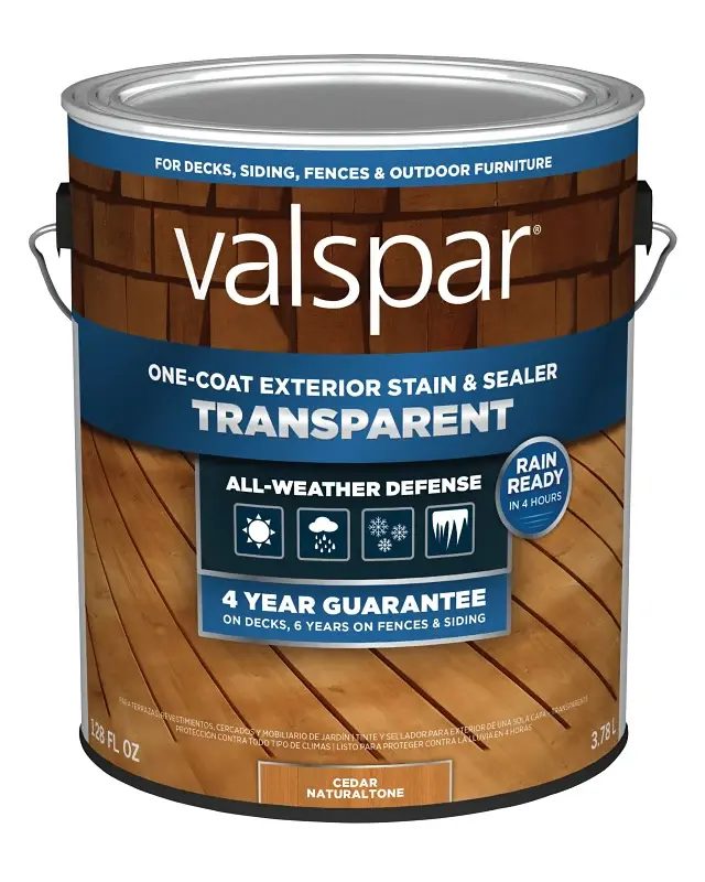 Valspar VL1028075-16 Stain and Sealer, Crystal, Cedar Natural, Liquid, 1 gal