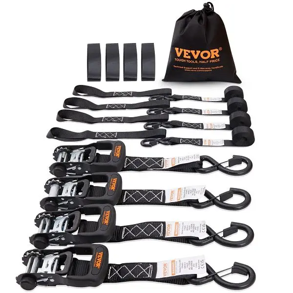 VEVOR Premium Ratchet Tie Down Straps, 5208 lb Max Break Durability, Pack 4, XGJLDXGS16X84KEGNV0