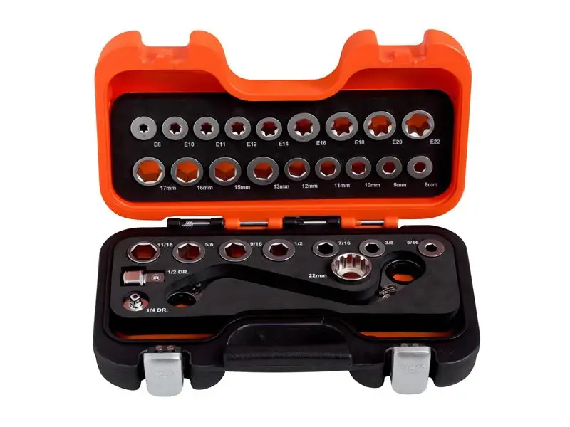 Bahco S Type Ratchet Ring Wrench & Adaptor Place, 29 Piece