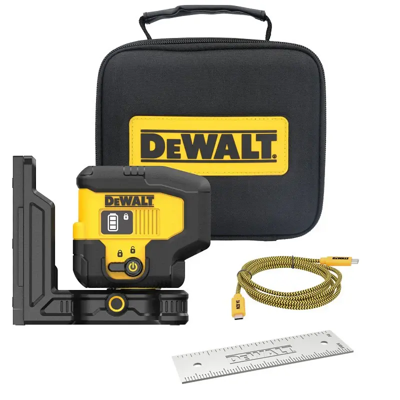 DEWALT DCLE16031GB USB 3-Spot Base Kit, 33 ft, +/-1/8 Accuracy, 3-Beam, Mint Laser