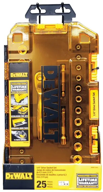 DEWALT DWMT73805 Socket Set, 25-Piece, Chrome Vanadium, Polished Shiny metal Vanadium