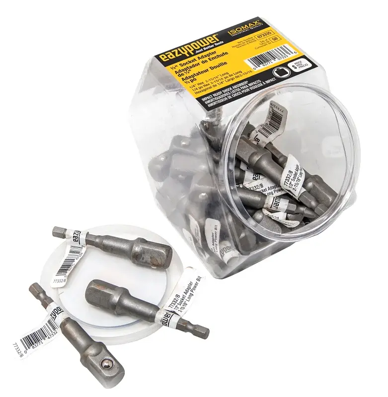 Eazypower 073335 Socket Adapter, 1/2 Drive, 1/4 Output Drive, Hex Output Drive, 2-15/16 L