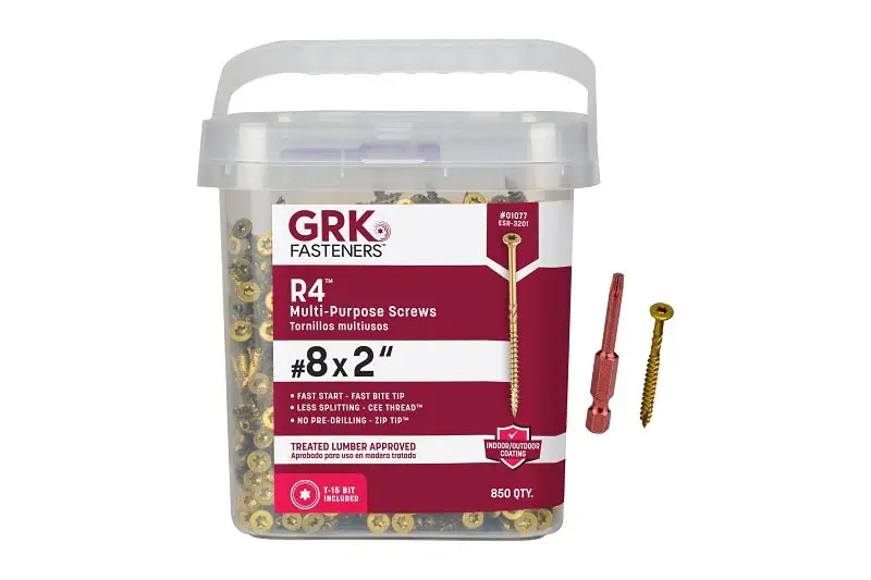 GRK Fasteners R4 01077 Framing and Decking Screw, #8 Thread, 2 L, Star Drive, Chromed, 850 PAIL