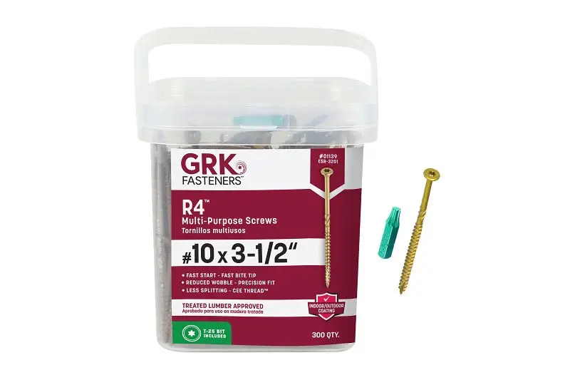 GRK Fasteners R4 01139 Screw, #10 Thread, 3.54 L, CEE Thread, Round Head, Star Drive, Zip-Tip Point, Alloy, 300 PAIL