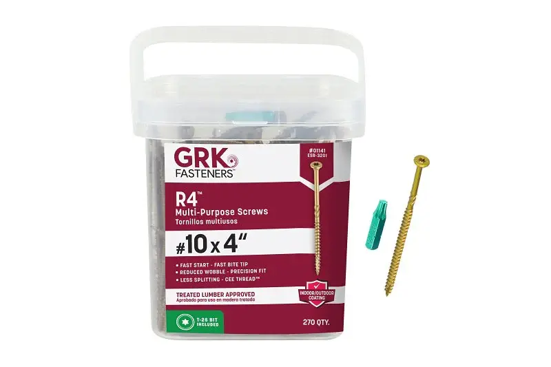 GRK Fasteners R4 01141 Framing Screw, #10 Thread, 4 L, Star Drive, Metal, Climatek, 270 PK