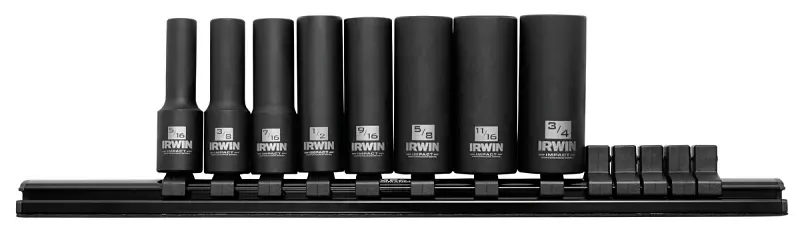 Irwin 1877481 Impact Socket Rail Adjust, 3/8 Drive, Square Drive, 6-Point, Molybdenum Steel, Black Oxide
