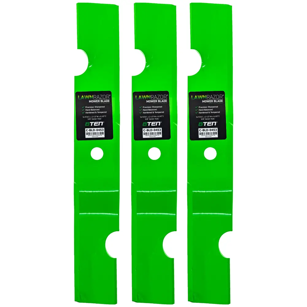 LawnRAZOR Notched High Lift Blade John Deere TCU34166 | SET THREE