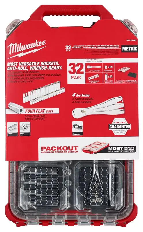 Milwaukee 48-22-9482 Metric Ratchet and Socket Place, Specifications: 3/8 Drive