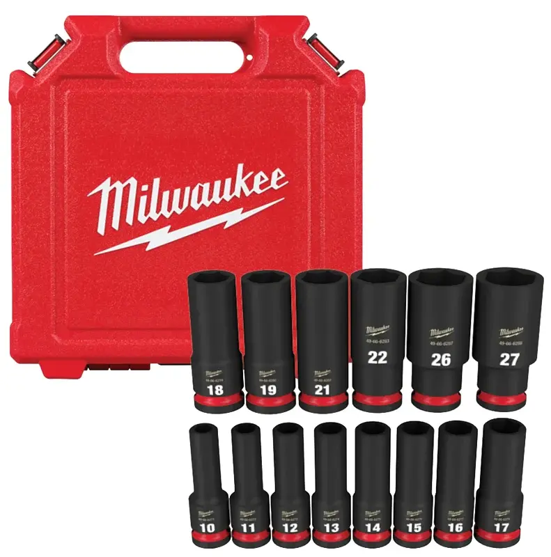 Milwaukee 49-66-7014 SHOCKWAVE Impact Duty Series Deep Socket Set, Steel, Charcoal, Includes: (1) 49-66-6288 27 mm Sockets