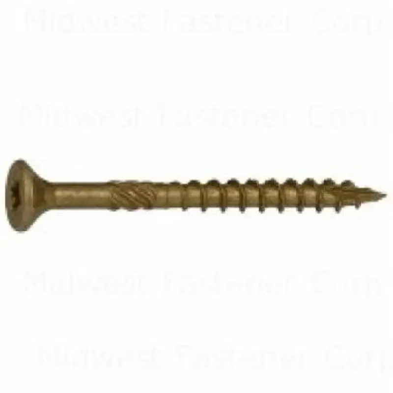 SaberDrive 50752 Deck Screw, #9 Thread, 2 L, Serrated Thread, Bugle Head, Star Drive, Type 17 Point, Tan, Alloy