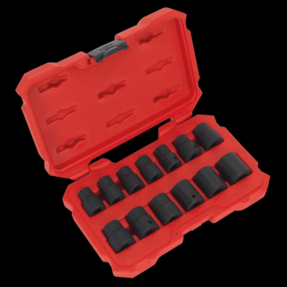 Sealey AK5616M Impact Socket Place 13pc 1/2"Sq Drive Lock-On™ 6pt Metric
