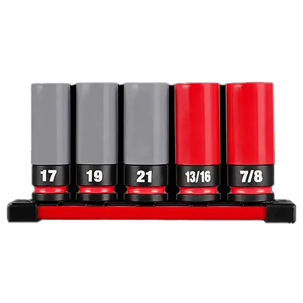 SHOCKWAVE Impact Duty 1/2'' Drive SAE and Metric Lug Nut Wheel Socket Adjust, 5 Pieces
