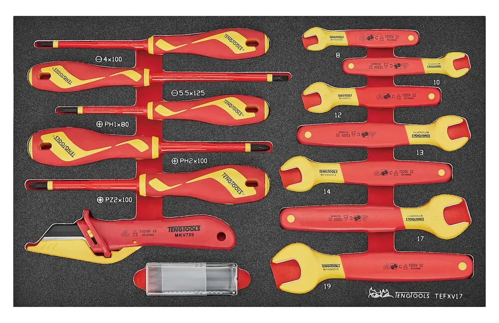 Teng Insulated Spanner & Screwdriver Place FOAM3 17 Pieces - TEFXV17