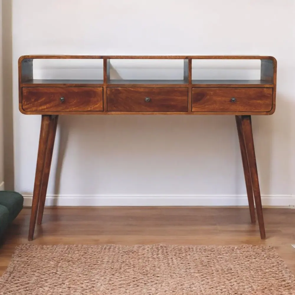 Three-way Curved Console Table - Brown
