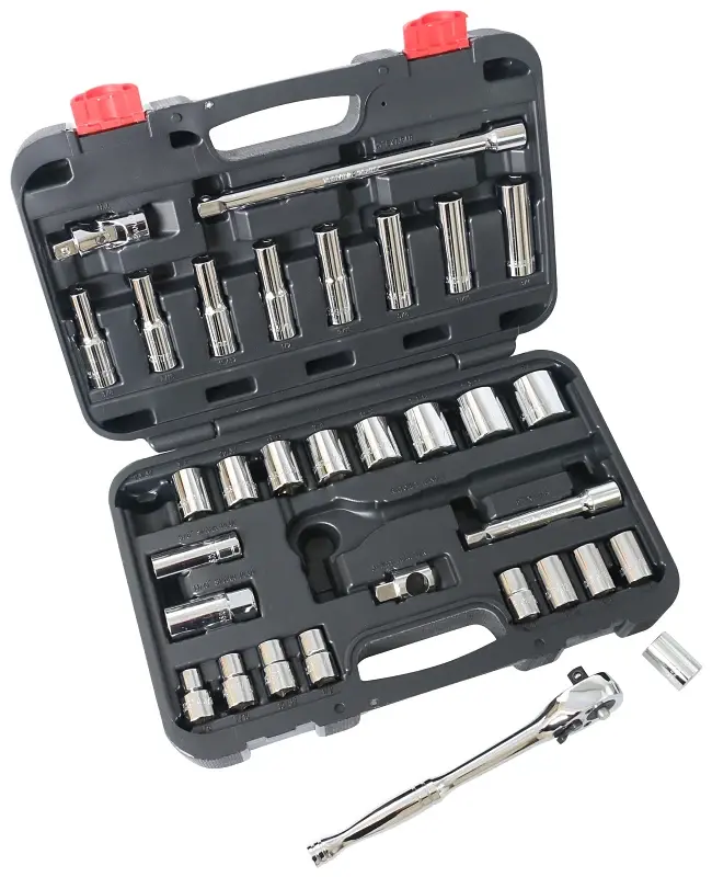 Vulcan TS1032 Socket Set, Chrome Vanadium Alloy, Chrome