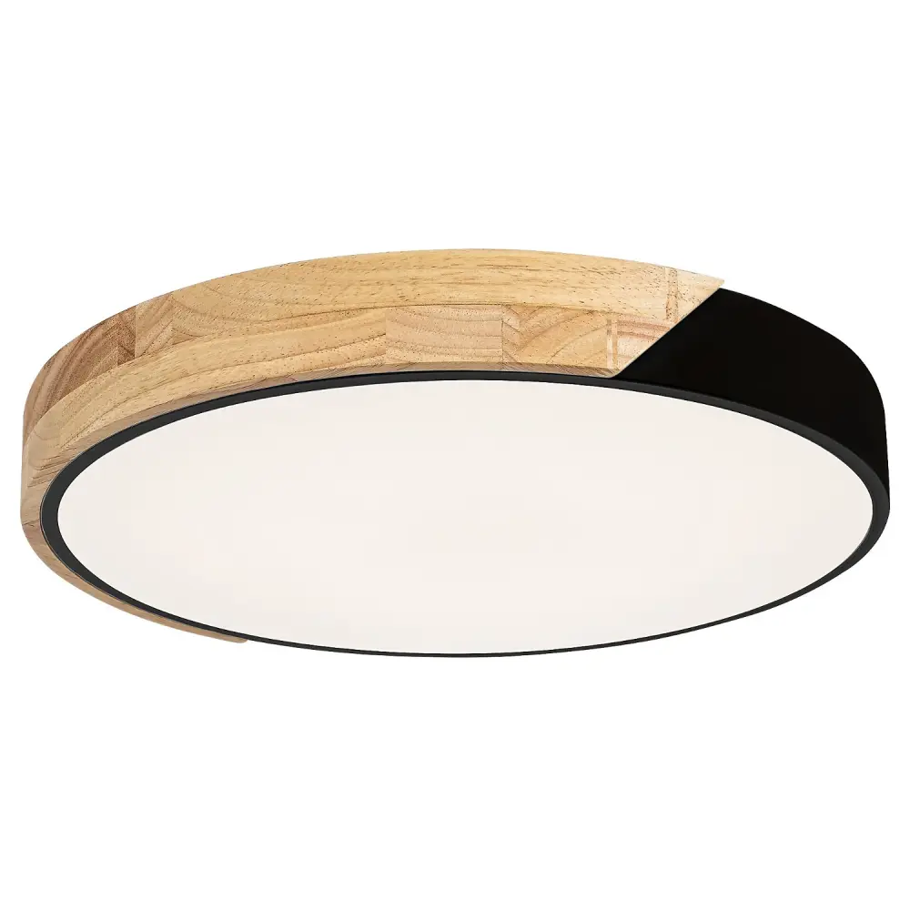 Rabalux Maple 3528 Ceiling Lamp Round Light Fixture Low-sheen Black 24W Metal and Wood