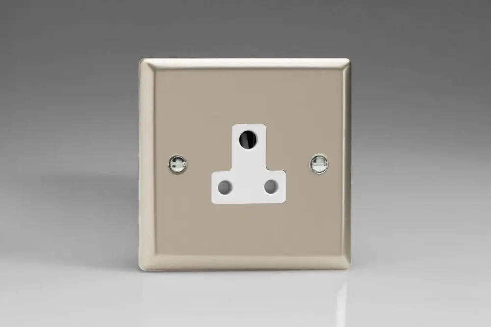 Varilight 1-Gang 5A Round Pin Plug Socket Satin Chromium XNRP5AW