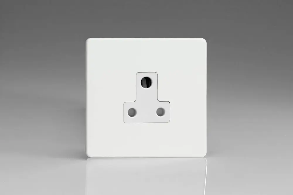 Varilight 1-Gang 5A Round Pin Socket Dimension Screwless Exclusive White