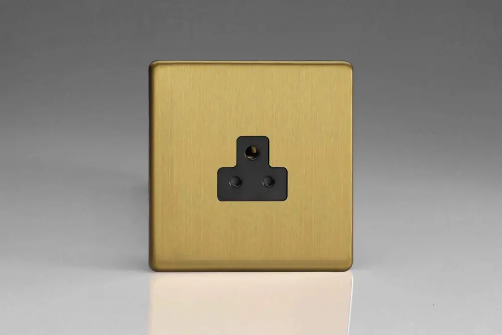 Varilight 1-Gang 2A Round Pin Socket Dimension Screwless Soft-touch Brass XDBRP2ABS