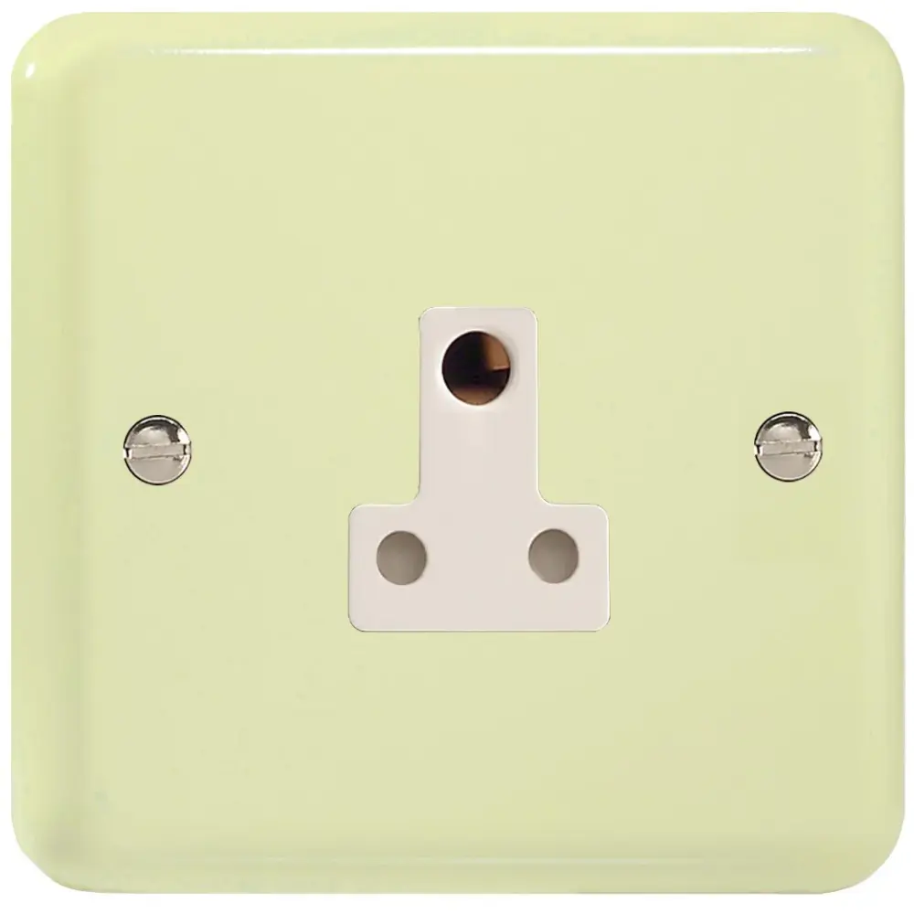Varilight 1-Gang (Single), 5 Amp Round Pin Socket, Vintage Lily White Chocolate XYRP5AW.WC