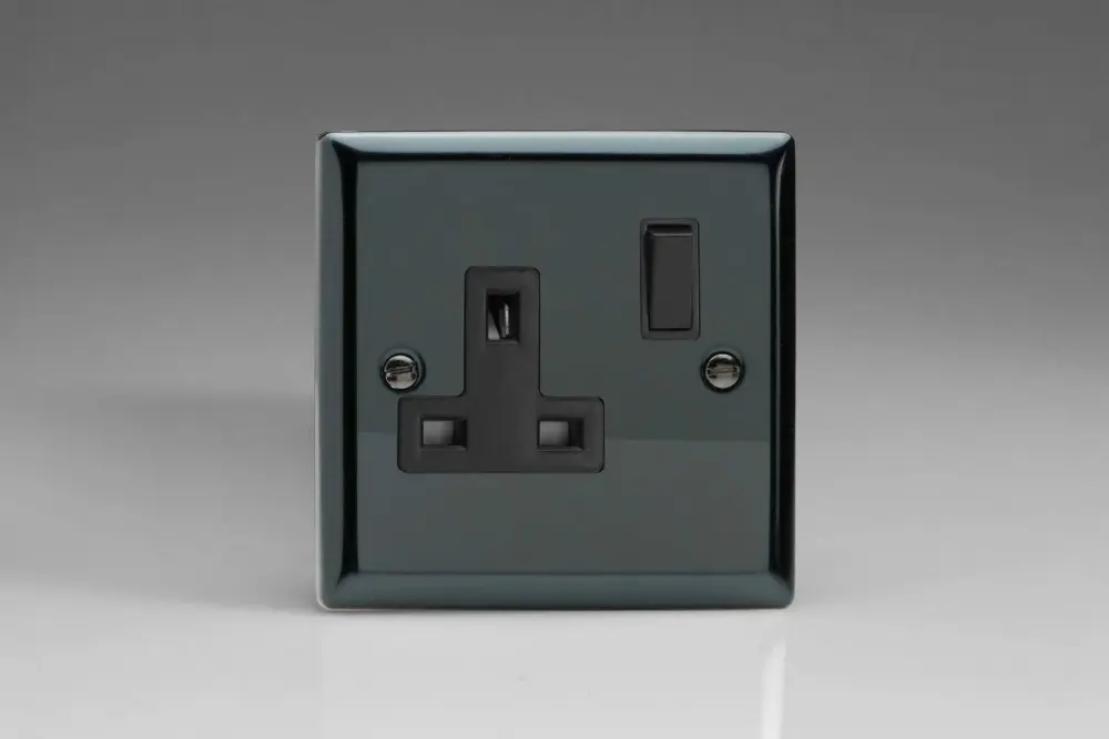 Varilight XI4B 13A Switched Socket Iridium Black Onyx 1-Gang