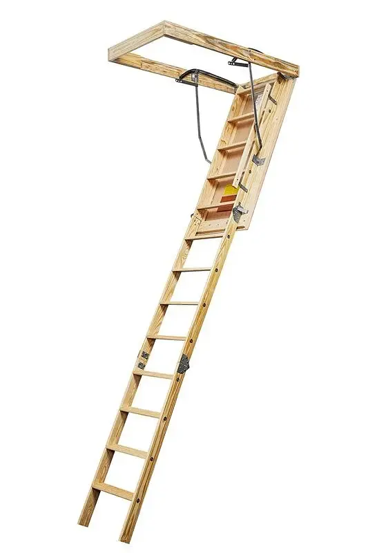 American Stairways Husky 655 Series 6255489 Disappearing Stairway, 8 ft 9 H Ceiling, 11-Step, 300 lb, 1/EA