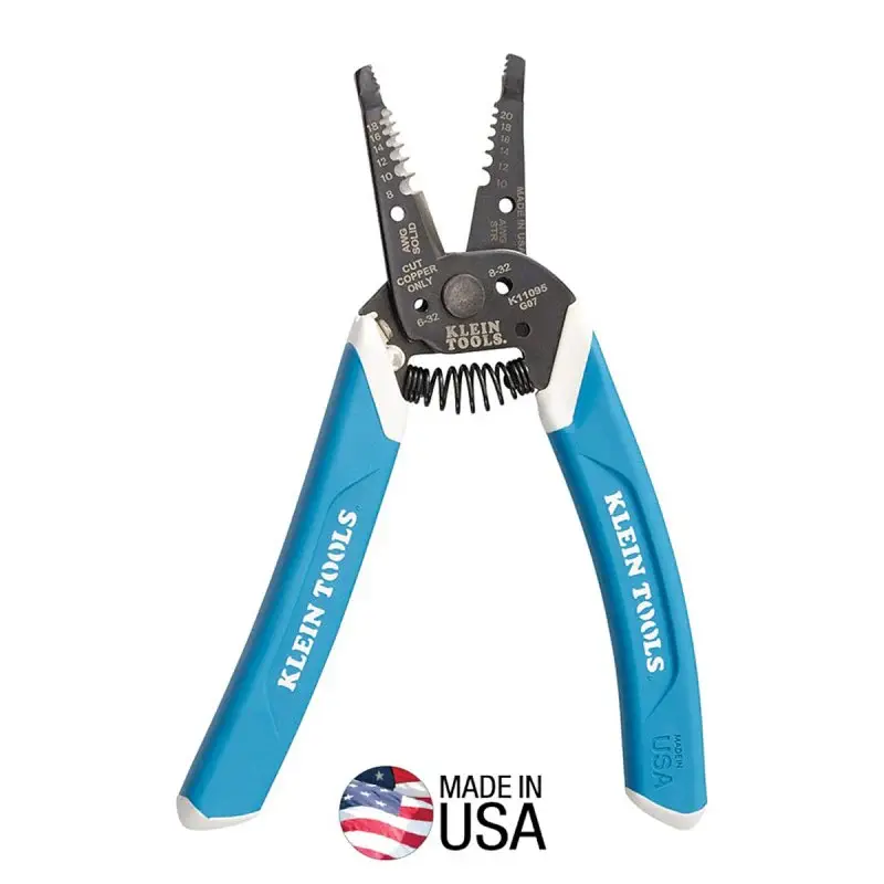 Klein-Kurve K11095 Wire Stripper, 18 to 8 AWG Basic, 20 to 10 AWG Stranded Wire, 7-1/4 OAL, Comfort Grip Handle
