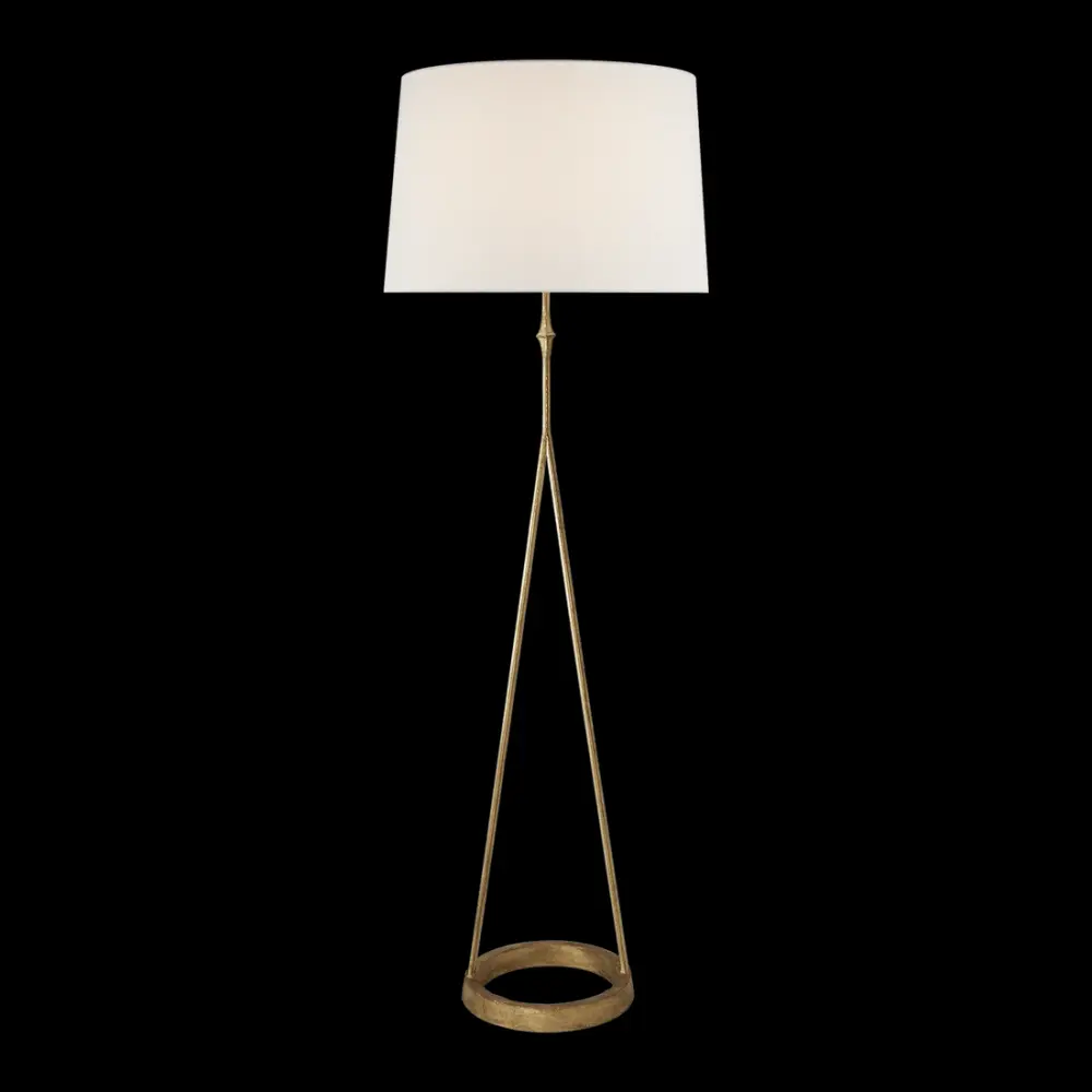 Dauphine Floor Lamp - Gilded Iron Flax Shade Touch Control