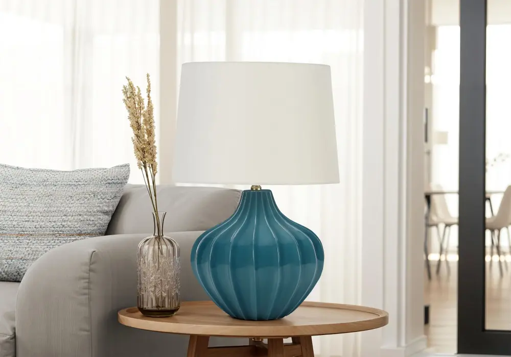 Dimmable LED Lighting, Table Lamp, Ceramic, Transitional - Cobalt