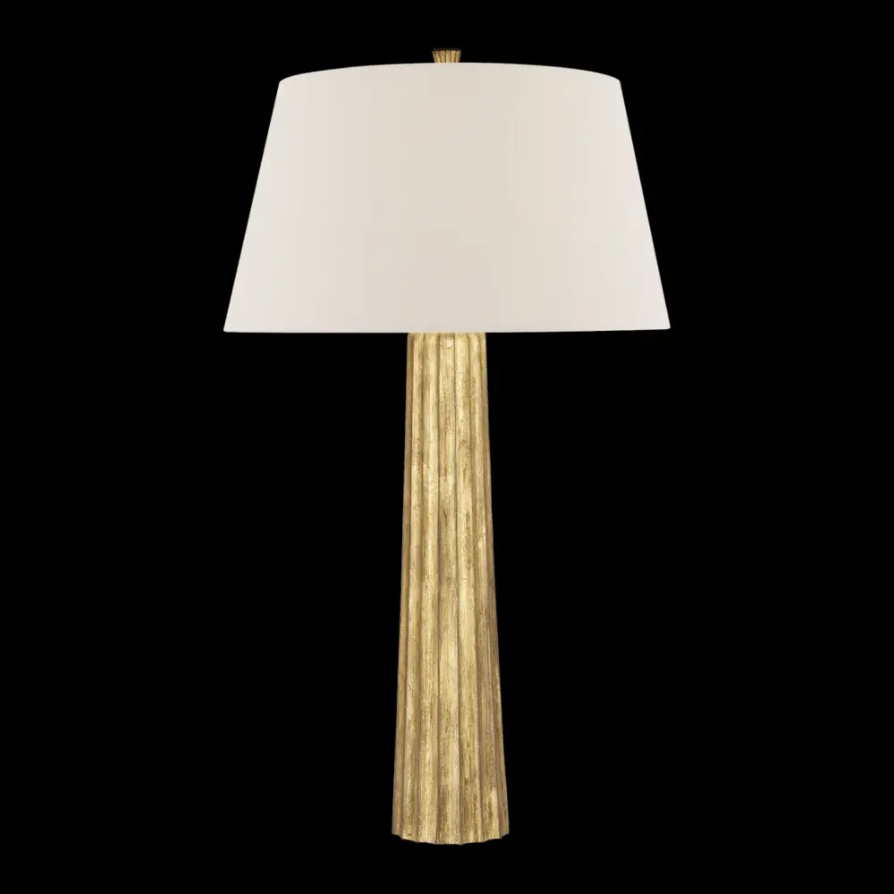Fluted Spire Large Table Lamp - Gilded Iron Flax Shade | Outlet