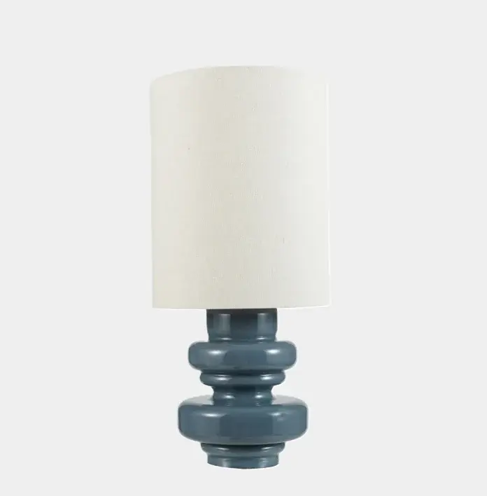 Glass Table Lamp w/ Flax Shade, Grey