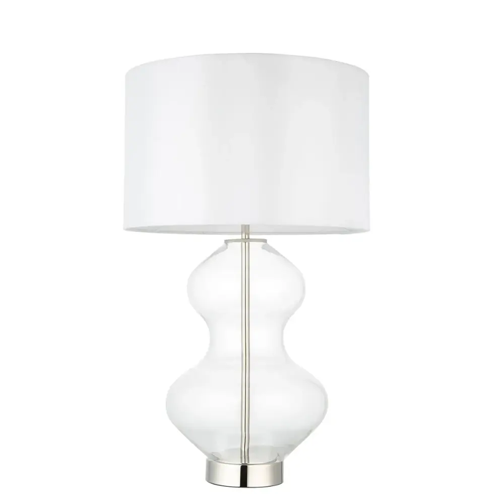 Kola Shaped Table Lamp - Satin Warm alloy & Vintage White
