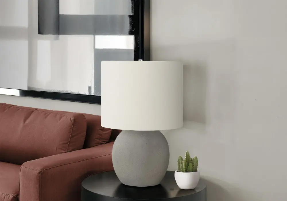 Lighting, Table Lamp, Concrete, Contemporary - Charcoal / Cream