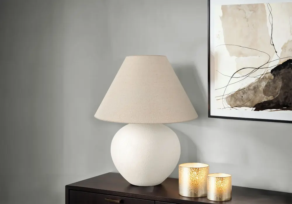 Lighting, Table Lamp Contemporary - Cream Frosted White