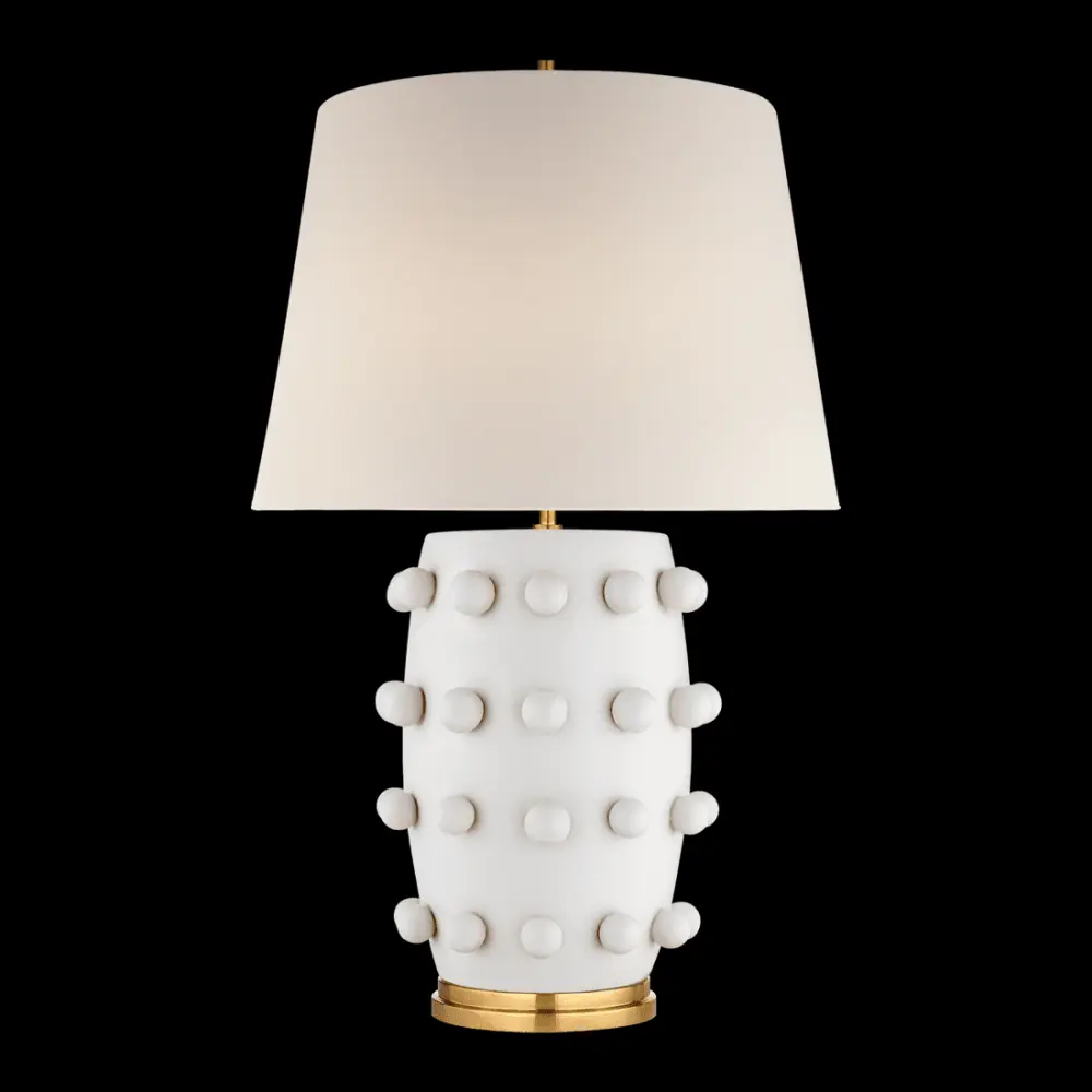 Linden Medium Lamp - Plaster Ivory Linen Shade