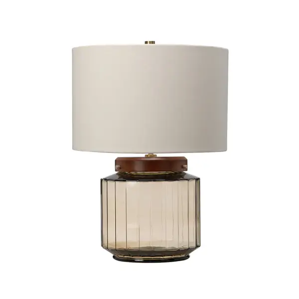Luga Table Lamp - Aged Warm alloy Glass & Smoked Wood Brushed Nickel
